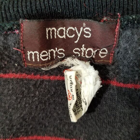 Macy's Men's Store velour sweater men's medium black long sleeve vintage 1980s - Picture 10 of 11